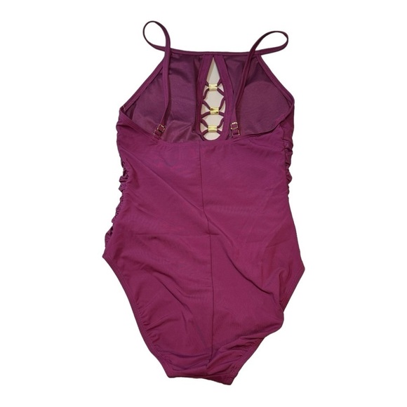 BLEU BY ROD BEATTIE Embellished One-Piece Swimsuit in Purple NWOT - Picture 4 of 5